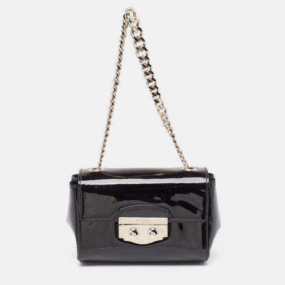 YVES SAINT LAURENT Black Patent Leather Pushlock Flap Chain Bag - Picture 1 of 8